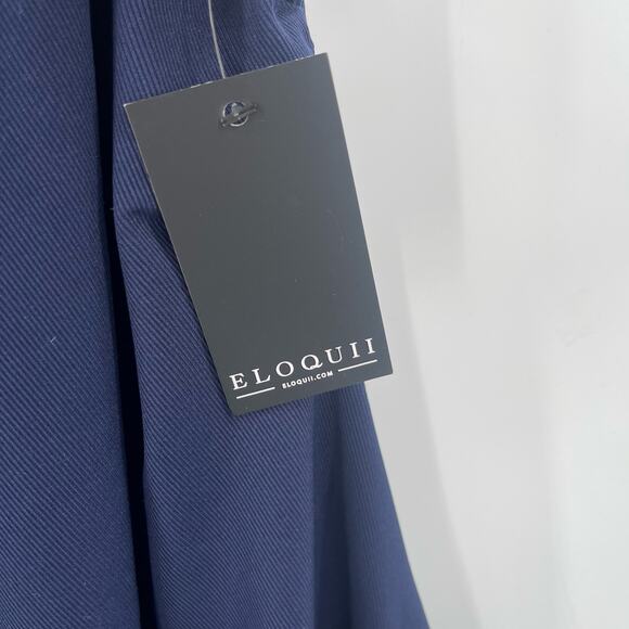 ELOQUII Dress Size 20 Navy NWT Midi Stretch Sleeveless Ruched Bodycon Plus Curvy - Picture 5 of 15